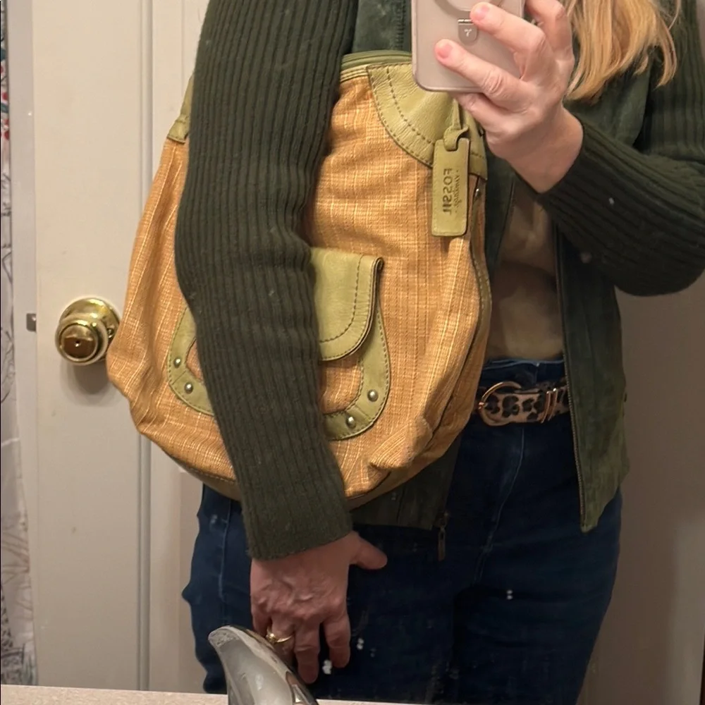 Fossil Yellow and Green Hobo Bag